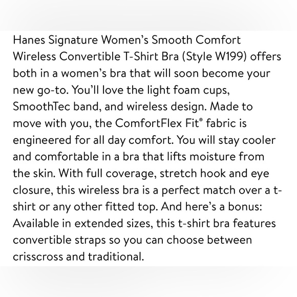 Hanes Bra Signature Women's Smooth Comfort Wireless
Convertible Sz XXXL - Picture 11 of 11